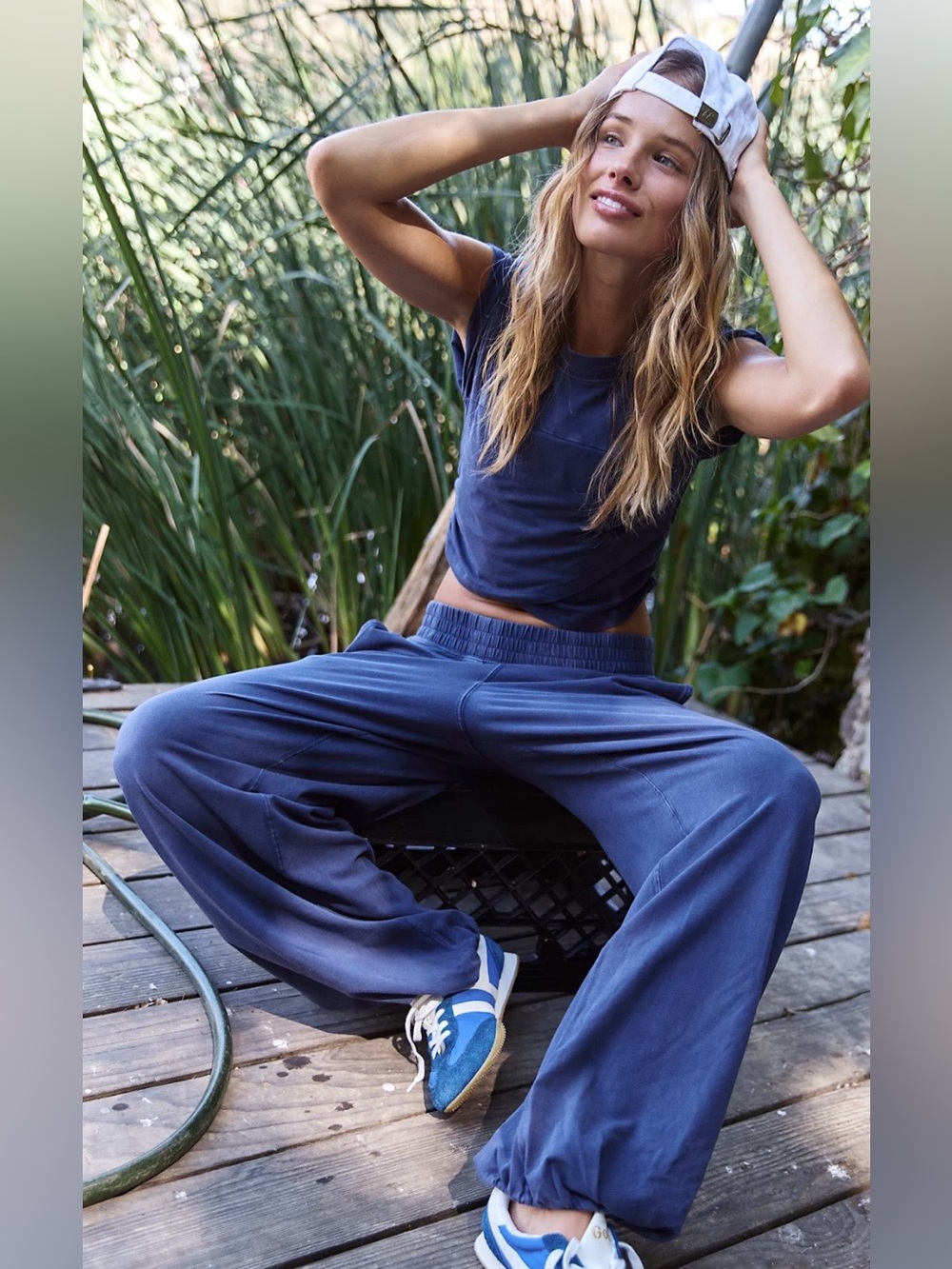 FREE PEOPLE NAVY HOTSHOT CROSSOVER SET SIZE LARGE!! LIKE NEW!!!